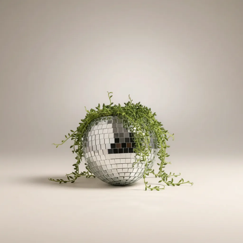 Disco Ball Hanging Planter Mirror Reflection Boho Chic Flower Pot Indoor Decor | IREN Interior-IREN Interior