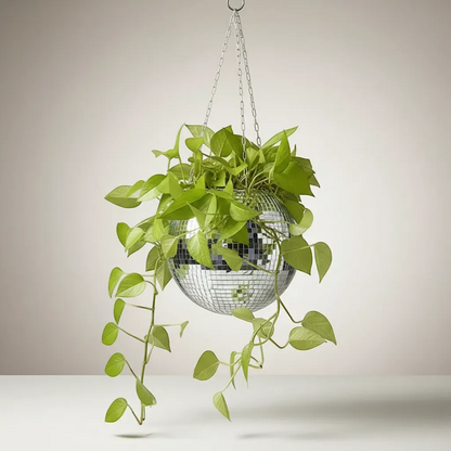 Disco Ball Hanging Planter Mirror Reflection Boho Chic Flower Pot Indoor Decor | IREN Interior-IREN Interior