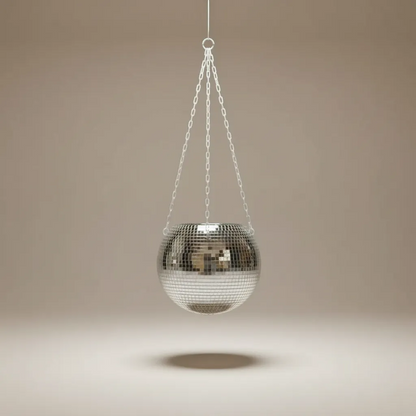 Disco Ball Hanging Planter Mirror Reflection Boho Chic Flower Pot Indoor Decor | IREN Interior-IREN Interior