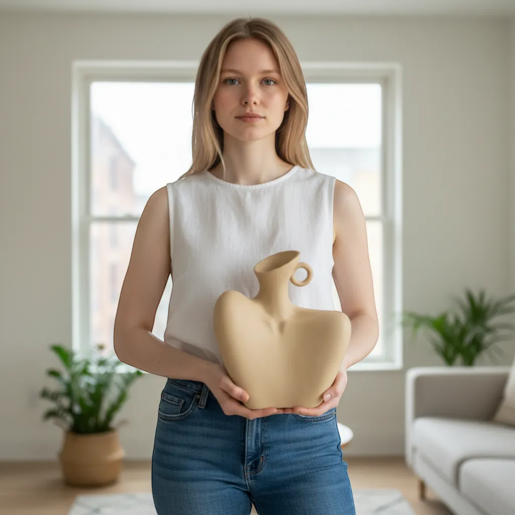 Female Form Sculpture Ceramic Vase Curvy Body Silhouette Goddess Home Decor | IREN Interior-IREN Interior