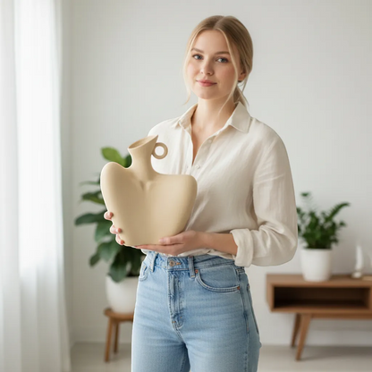 Female Form Sculpture Ceramic Vase Curvy Body Silhouette Goddess Home Decor | IREN Interior-IREN Interior