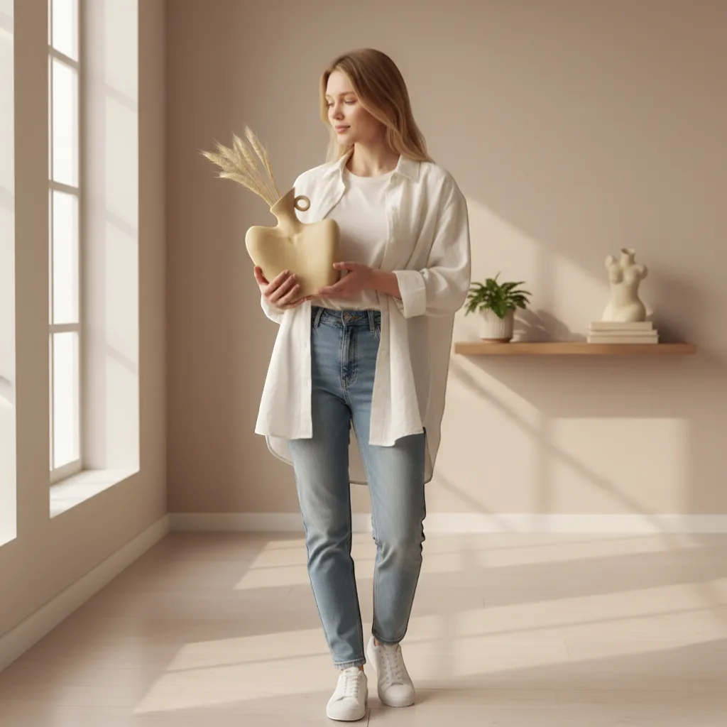 Female Form Sculpture Ceramic Vase Curvy Body Silhouette Goddess Home Decor | IREN Interior-IREN Interior