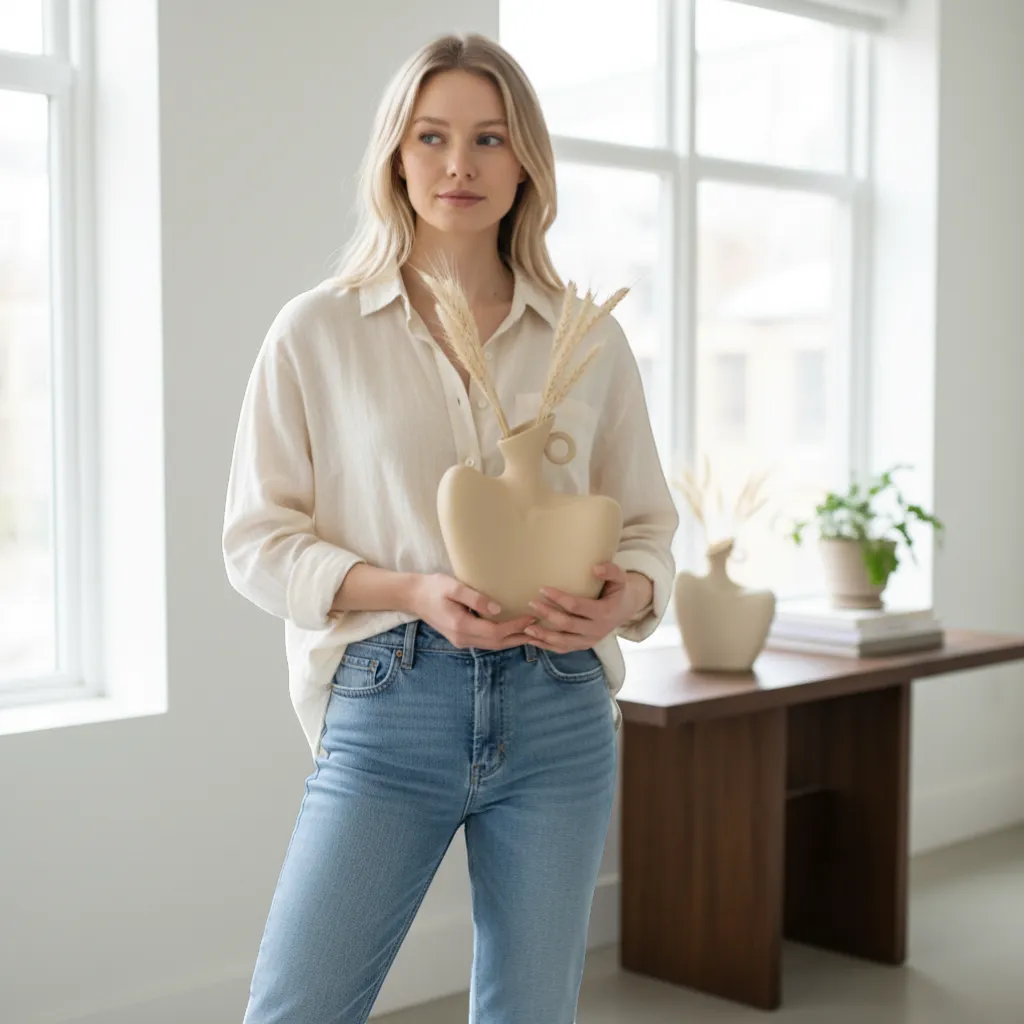 Female Form Sculpture Ceramic Vase Curvy Body Silhouette Goddess Home Decor | IREN Interior-IREN Interior