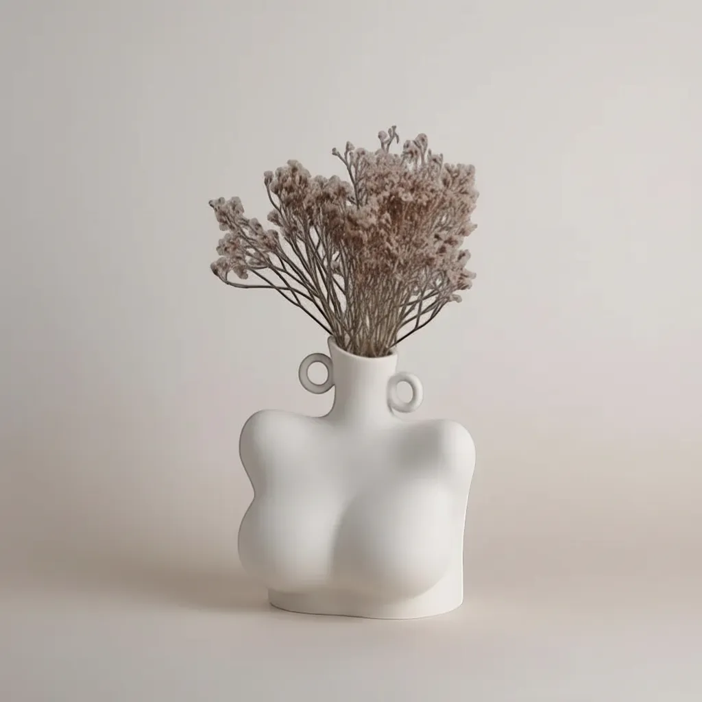 Female Form Sculpture Ceramic Vase Curvy Body Silhouette Goddess Home Decor | IREN Interior-IREN Interior
