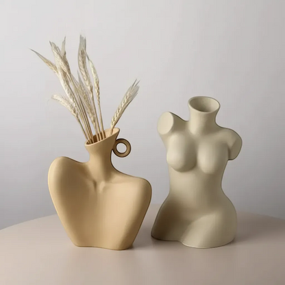 Female Form Sculpture Ceramic Vase Curvy Body Silhouette Goddess Home Decor | IREN Interior-IREN Interior