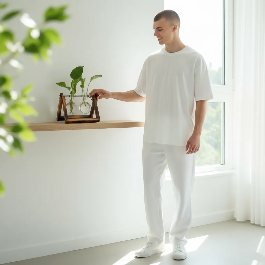 Glass and Wood Vase Planter Desktop Hydroponic Propagation Station | IREN Interior-IREN Interior