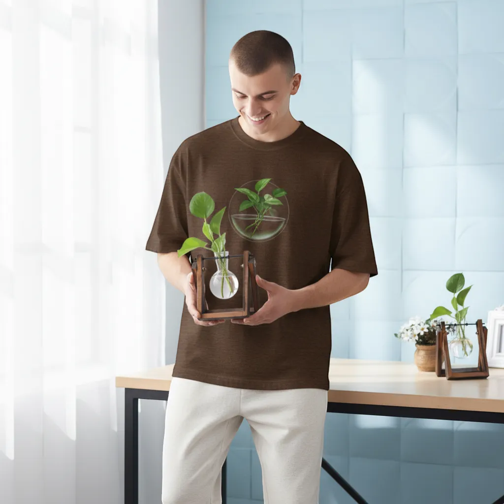 Glass and Wood Vase Planter Desktop Hydroponic Propagation Station | IREN Interior-IREN Interior