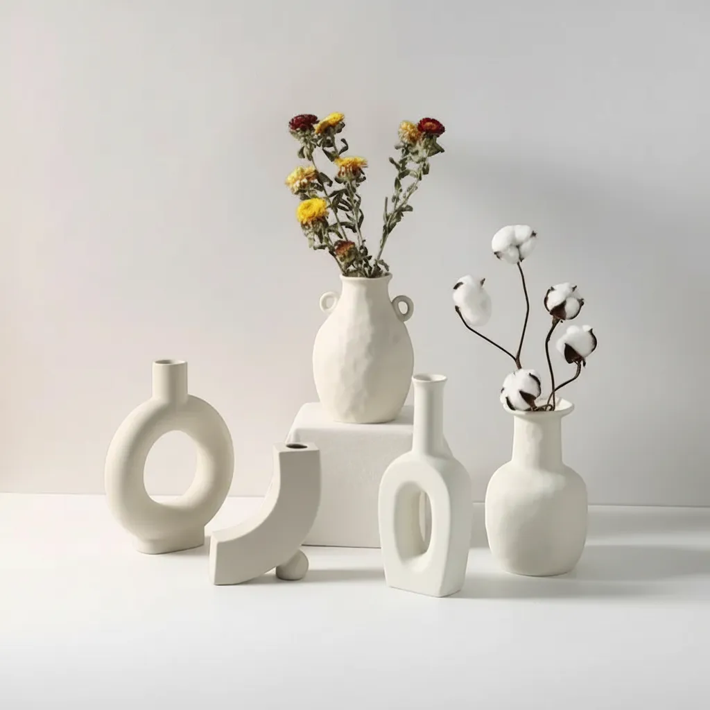 Handcrafted Nordic Ceramic Vase Minimalist Textured Pottery Home Decor | IREN Interior-IREN Interior