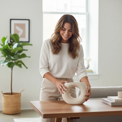 Handcrafted Nordic Ceramic Vase Minimalist Textured Pottery Home Decor | IREN Interior-IREN Interior