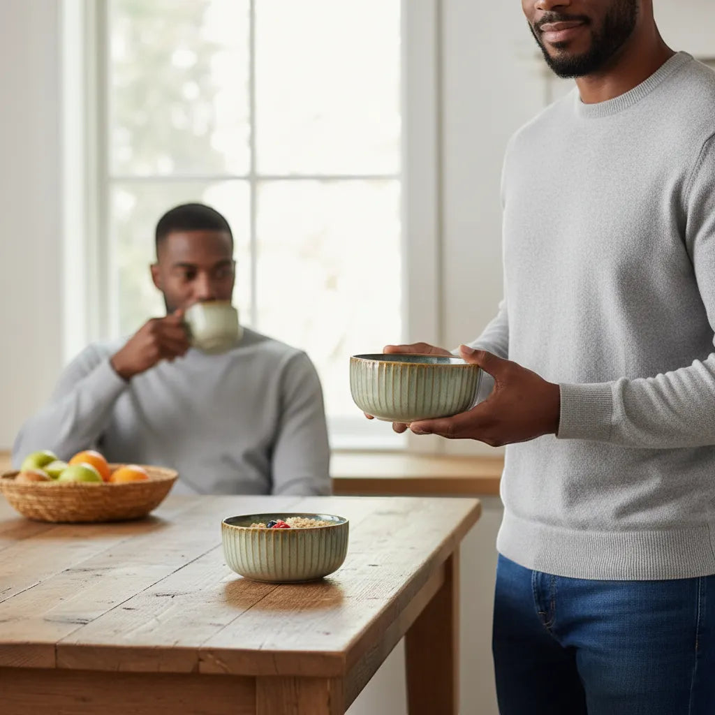 Japanese Ceramic Dinnerware Set Wabi-Sabi Stoneware Plates and Rice Bowls | IREN Interior-IREN Interior