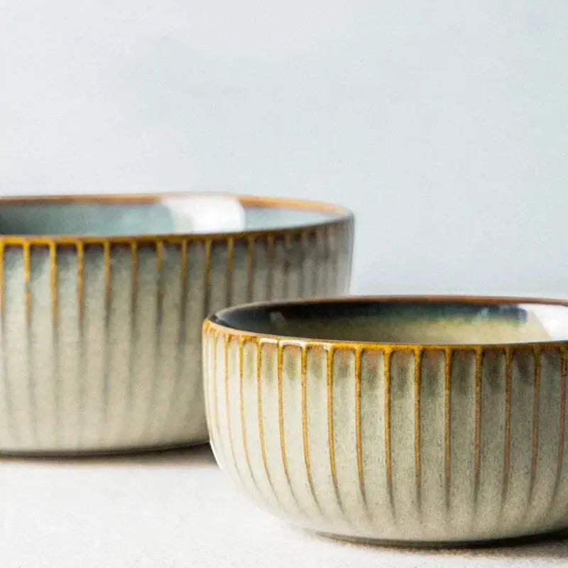 Japanese Ceramic Dinnerware Set Wabi-Sabi Stoneware Plates and Rice Bowls | IREN Interior-IREN Interior