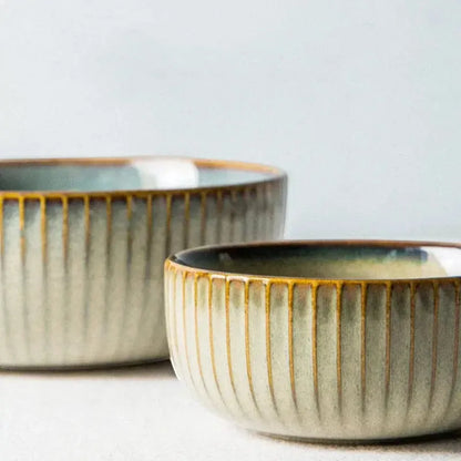 Japanese Ceramic Dinnerware Set Wabi-Sabi Stoneware Plates and Rice Bowls | IREN Interior-IREN Interior