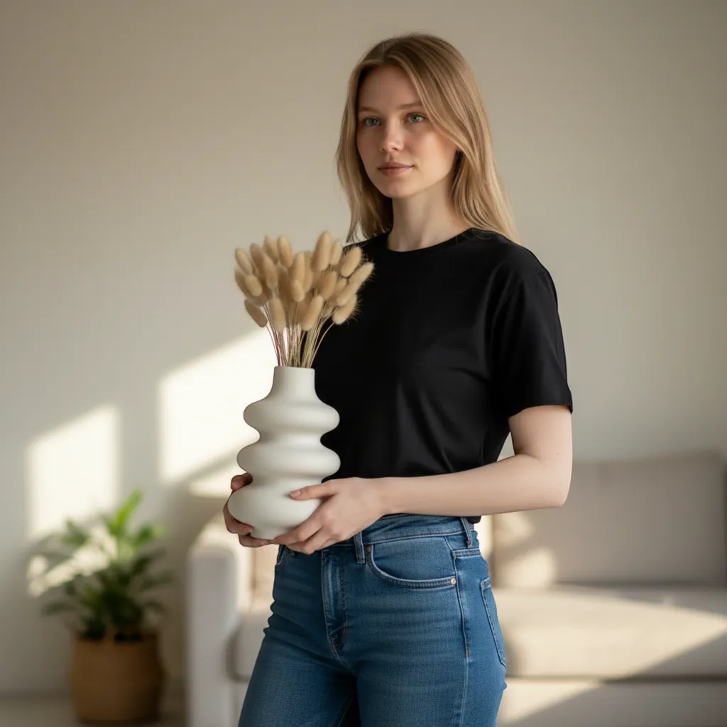 Large Ceramic Donut Vase Modern Circular Hollow Sculpture Minimalist Home Decor | IREN Interior-IREN Interior
