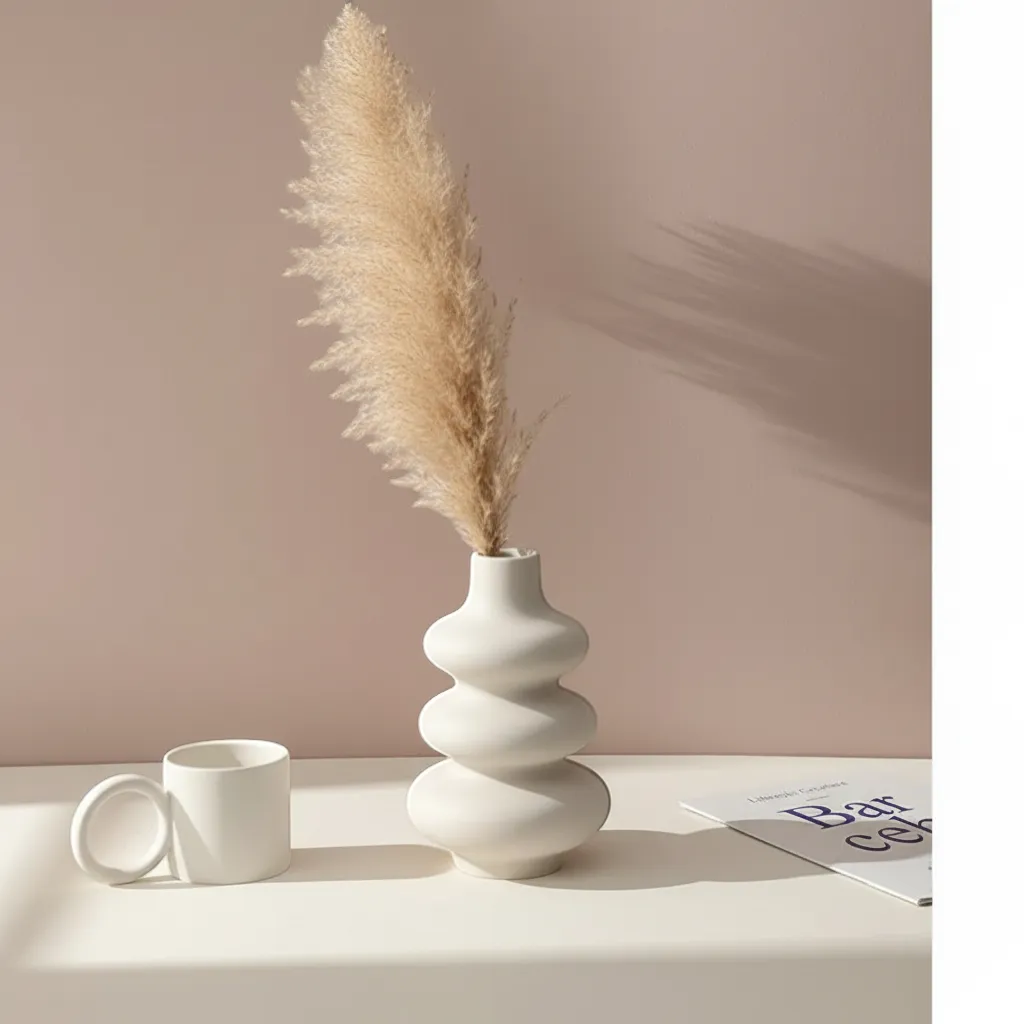 Large Ceramic Donut Vase Modern Circular Hollow Sculpture Minimalist Home Decor | IREN Interior-IREN Interior