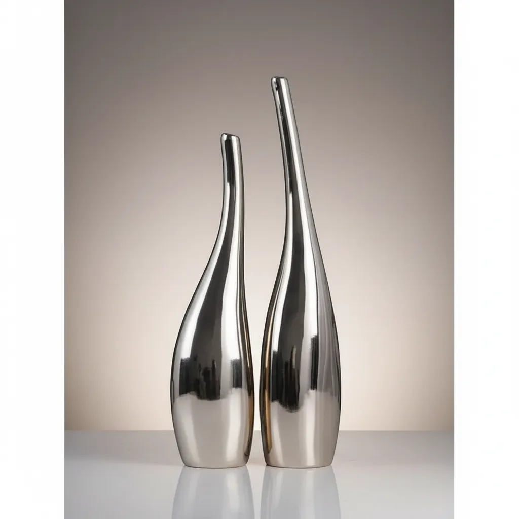 Luxury Nordic Gold Plating Ceramic Vase Set Modern Curved Bottle Decor | IREN Interior-IREN Interior