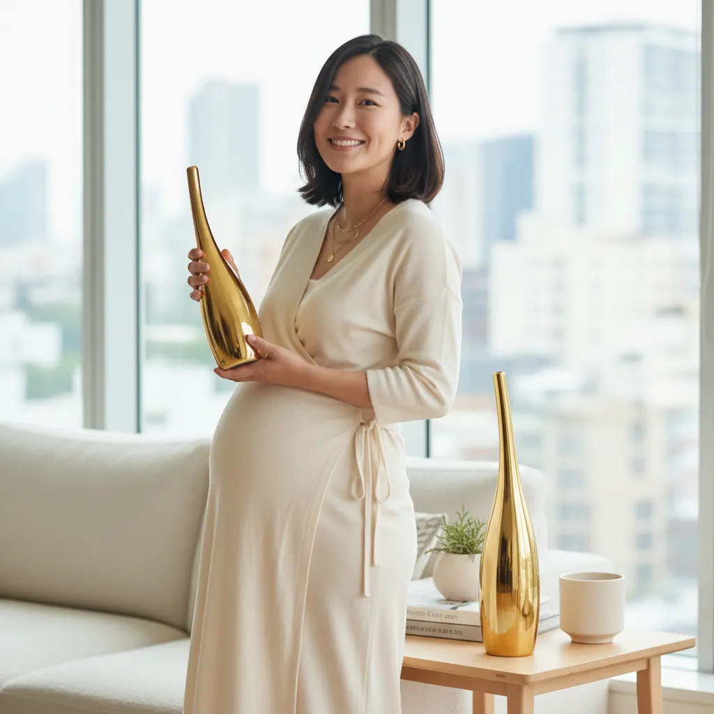 Luxury Nordic Gold Plating Ceramic Vase Set Modern Curved Bottle Decor | IREN Interior-IREN Interior