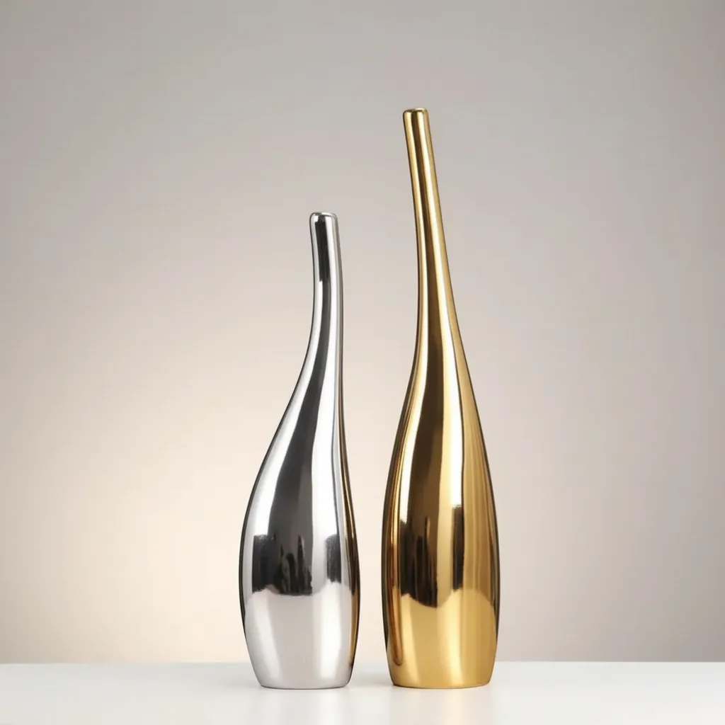 Luxury Nordic Gold Plating Ceramic Vase Set Modern Curved Bottle Decor | IREN Interior-IREN Interior