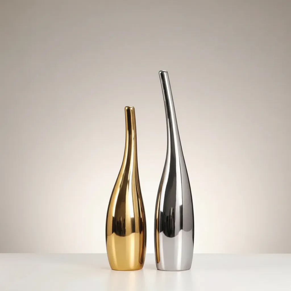Luxury Nordic Gold Plating Ceramic Vase Set Modern Curved Bottle Decor | IREN Interior-IREN Interior