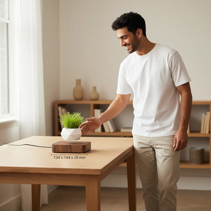 Magnetic Levitation Floating Plant Pot Anti-Gravity Rotating Bonsai Decor | IREN Interior-IREN Interior