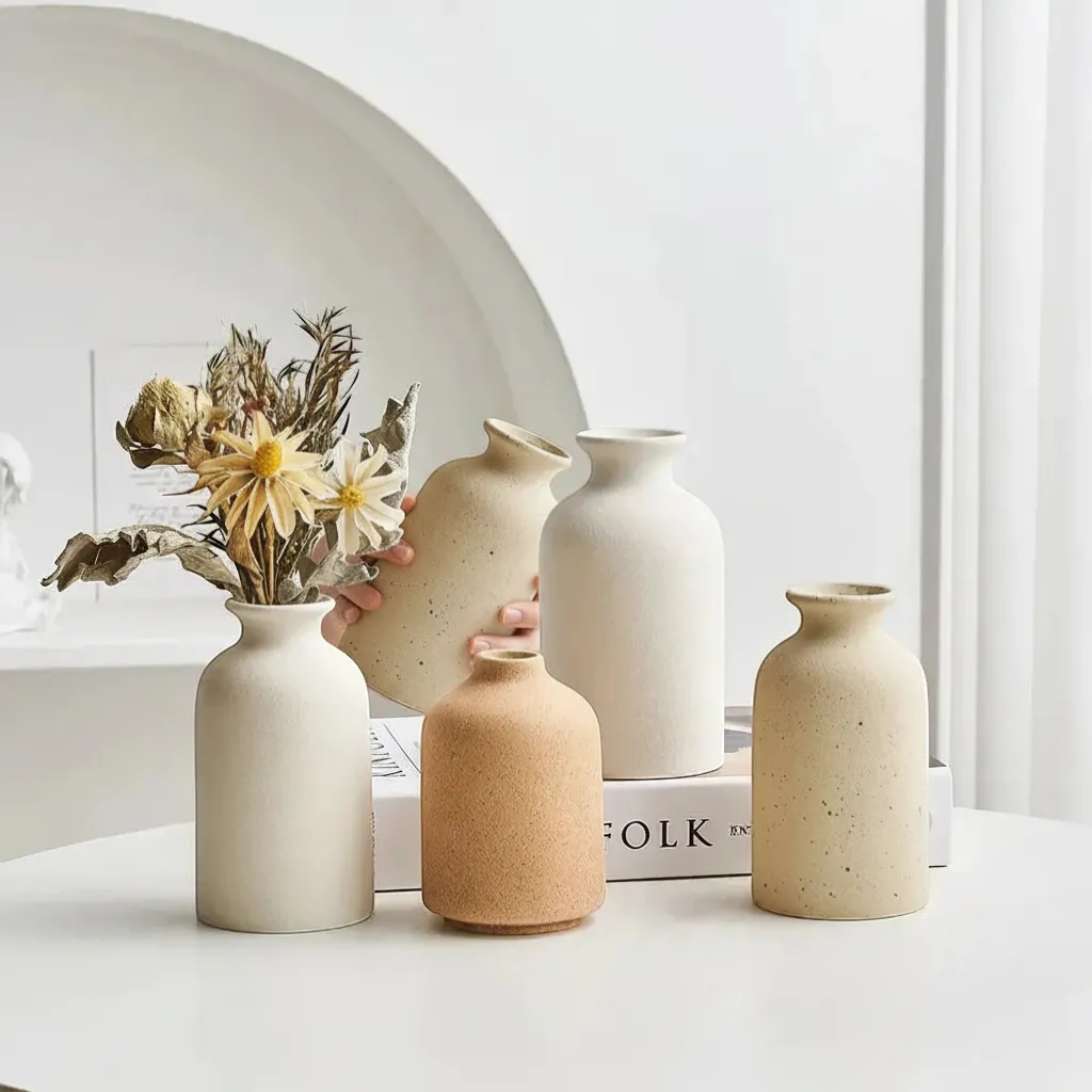 Modern Minimalist Ceramic Vase Nordic Home Decor Centerpiece for Flowers | IREN Interior-IREN Interior