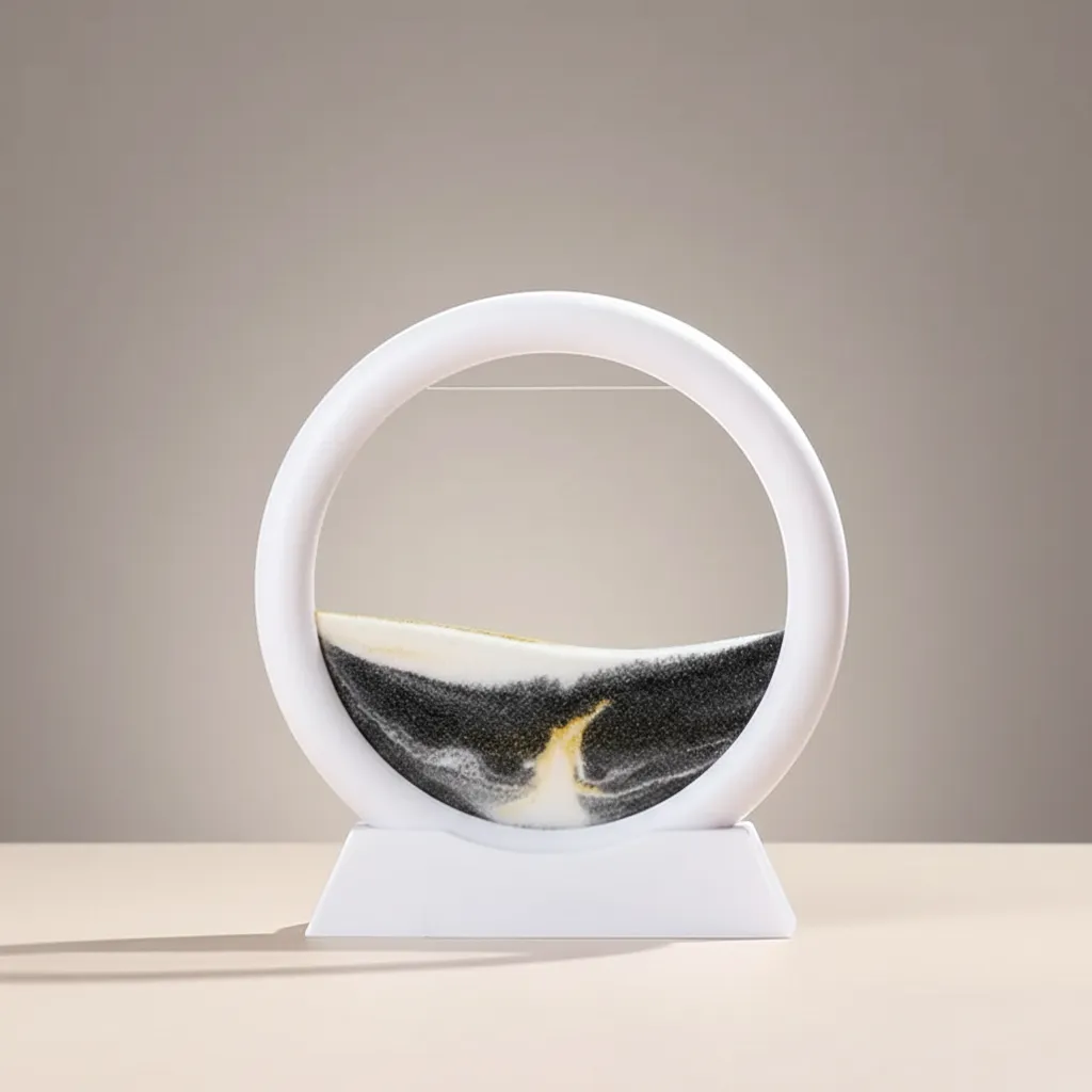 Moving Sand Art Picture 3D Dynamic Deep Sea Sandscape Round Glass Flowing Sand Decor | IREN Interior-IREN Interior