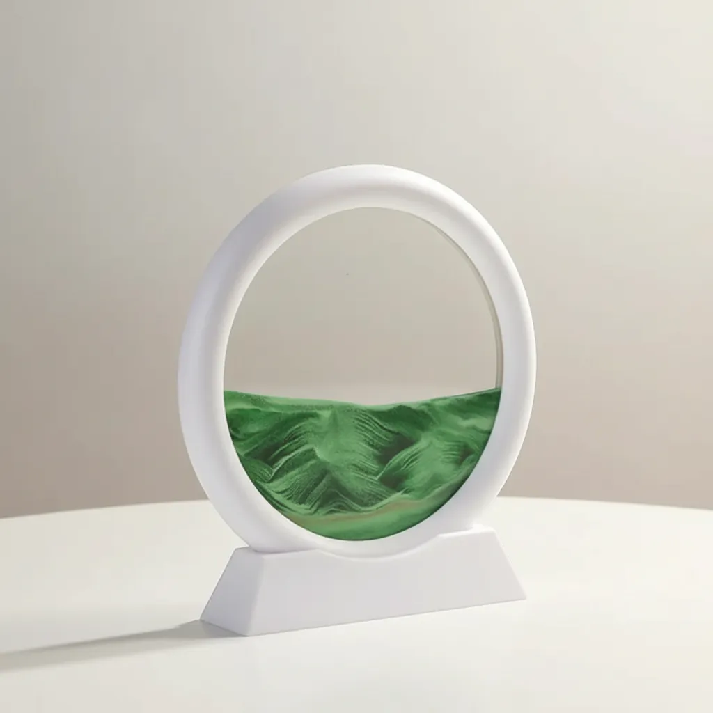 Moving Sand Art Picture 3D Dynamic Deep Sea Sandscape Round Glass Flowing Sand Decor | IREN Interior-IREN Interior