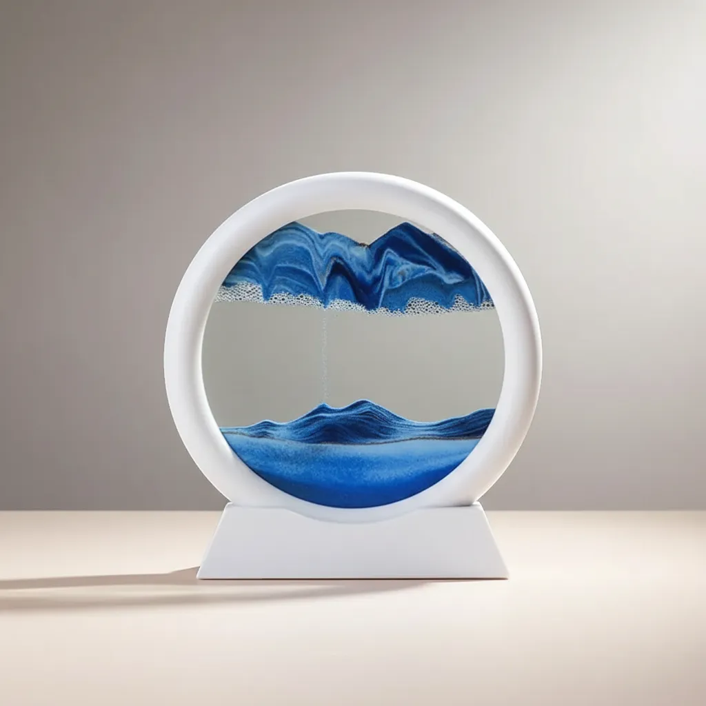 Moving Sand Art Picture 3D Dynamic Deep Sea Sandscape Round Glass Flowing Sand Decor | IREN Interior-IREN Interior