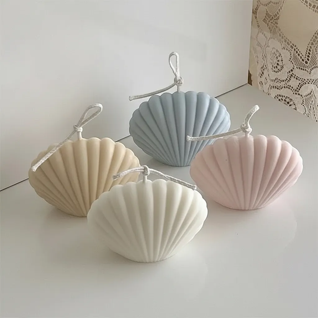 Natural Shell Candle Handmade Soy Wax Aesthetic Coastal Home Decor Gift | IREN Interior-IREN Interior