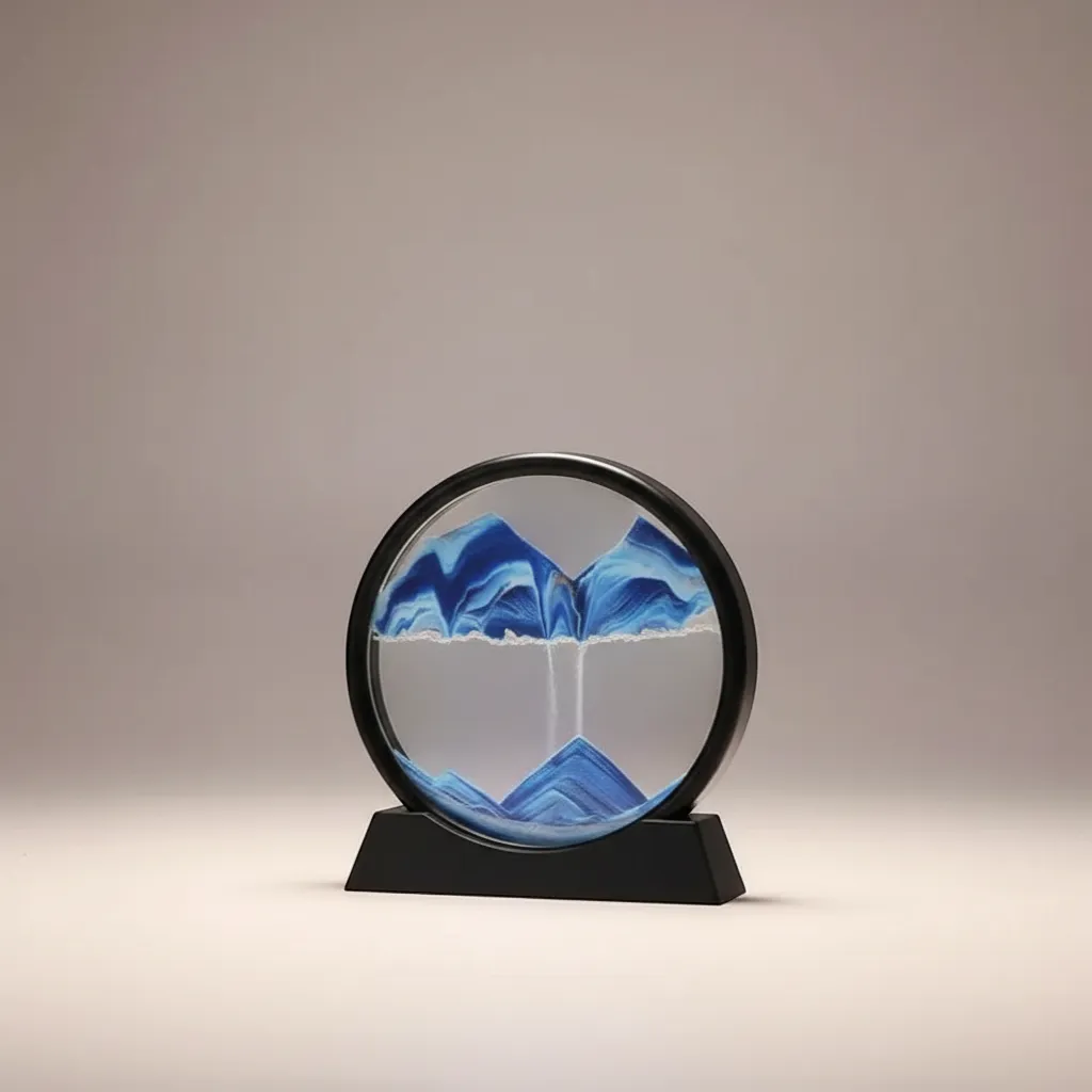 Round 3D Moving Sand Art Glass Deep Sea Sandscape Motion Display Decor | IREN Interior-IREN Interior