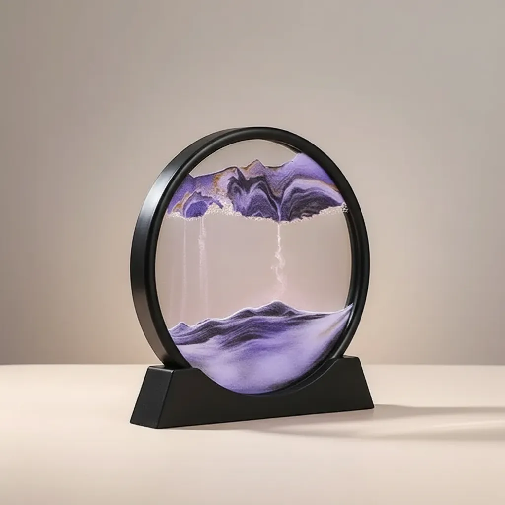 Round 3D Moving Sand Art Glass Deep Sea Sandscape Motion Display Decor | IREN Interior-IREN Interior