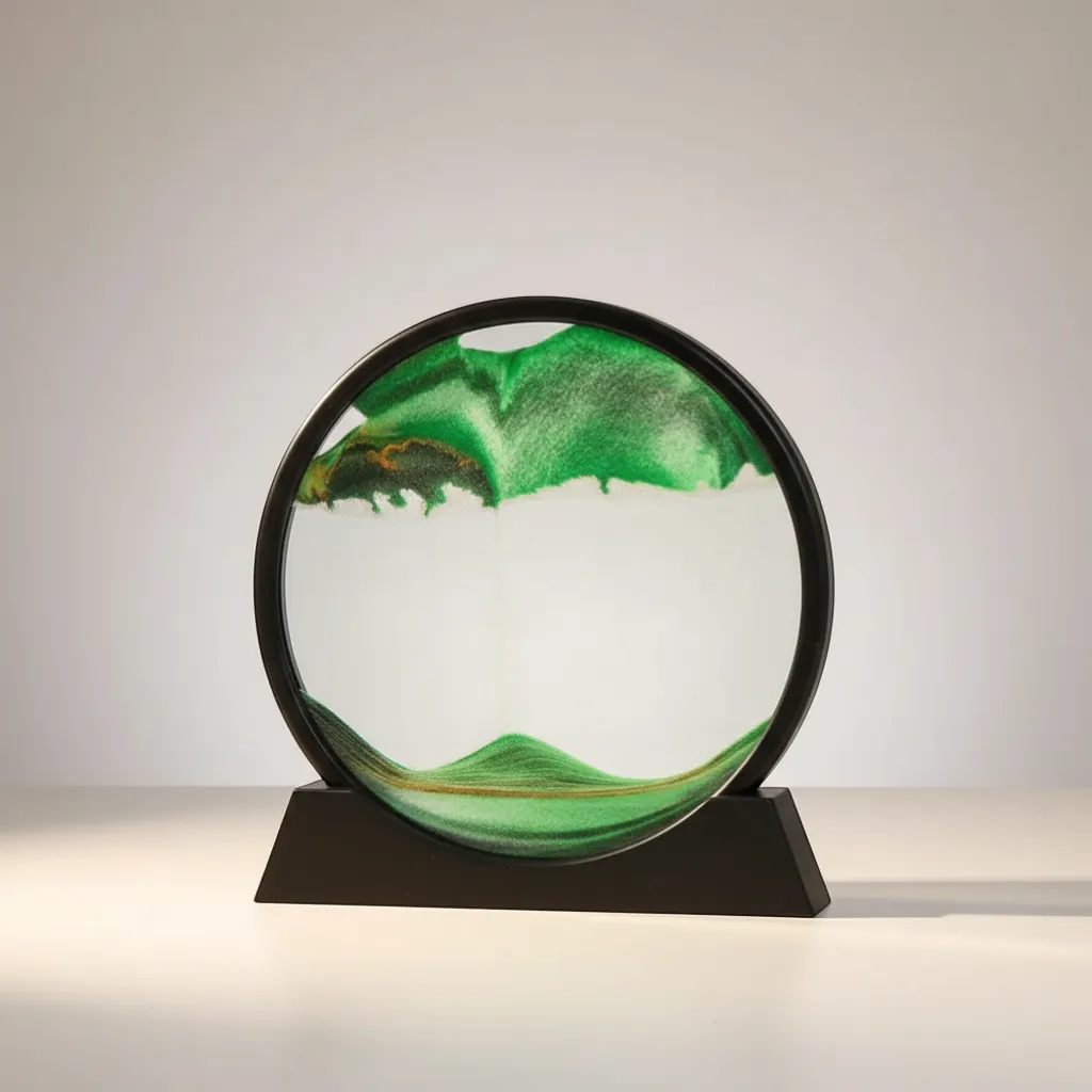 Round 3D Moving Sand Art Glass Deep Sea Sandscape Motion Display Decor | IREN Interior-IREN Interior