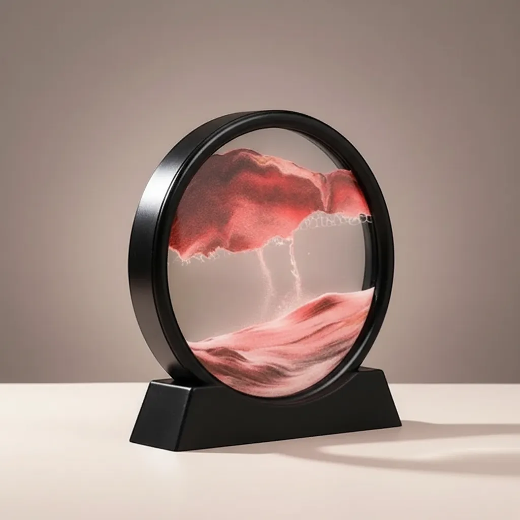 Round 3D Moving Sand Art Glass Deep Sea Sandscape Motion Display Decor | IREN Interior-IREN Interior