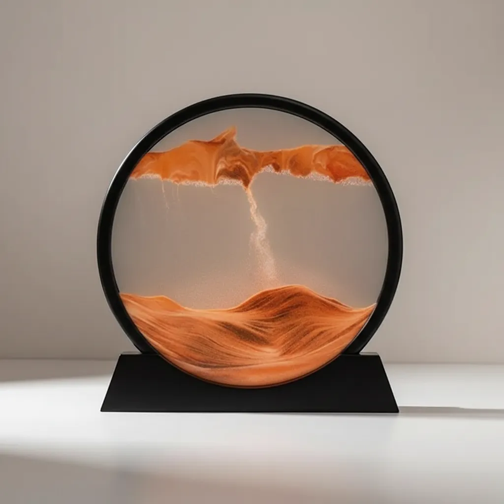 Round 3D Moving Sand Art Glass Deep Sea Sandscape Motion Display Decor | IREN Interior-IREN Interior