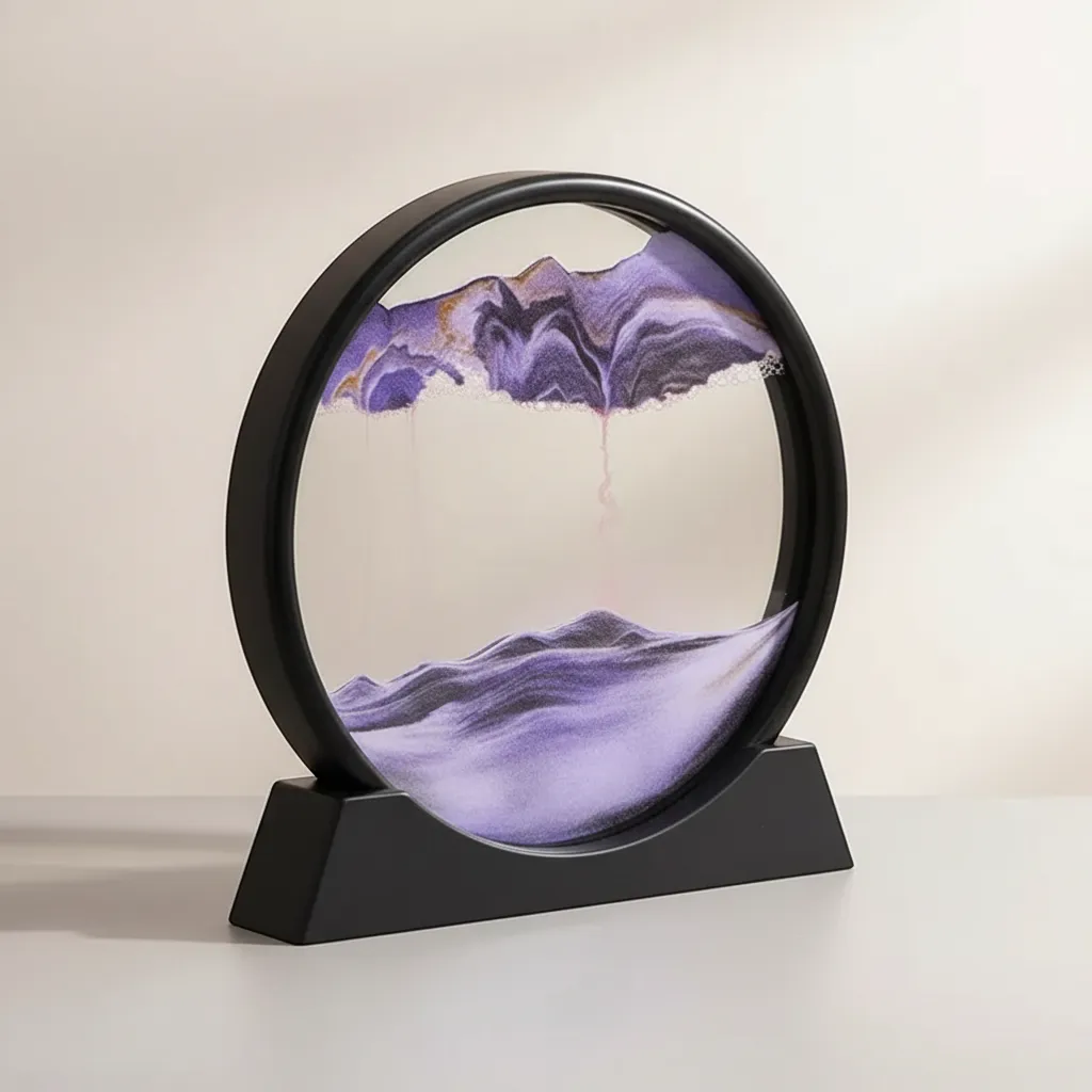 Round 3D Moving Sand Art Glass Deep Sea Sandscape Motion Display Decor | IREN Interior-IREN Interior