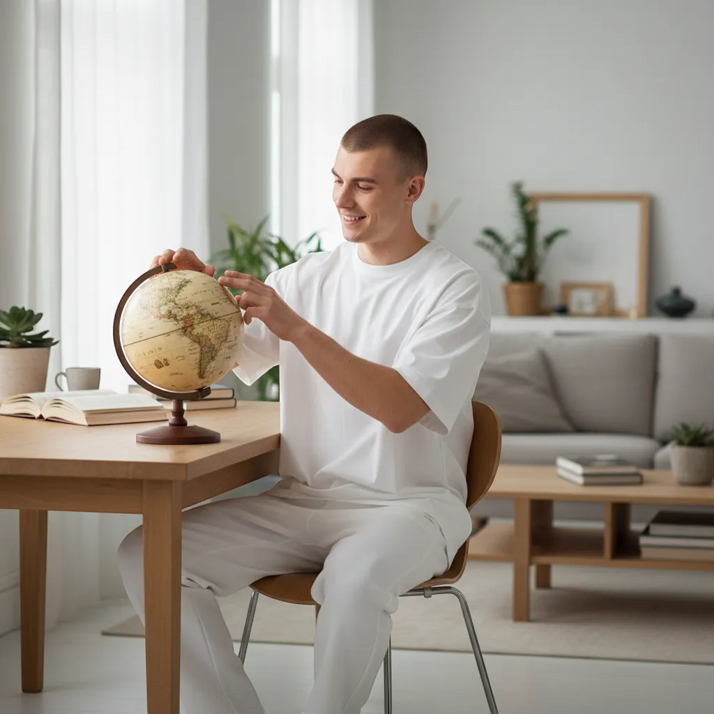 Vintage 14cm World Globe Desktop Map – Retro Educational Decor | IREN Interior-IREN Interior