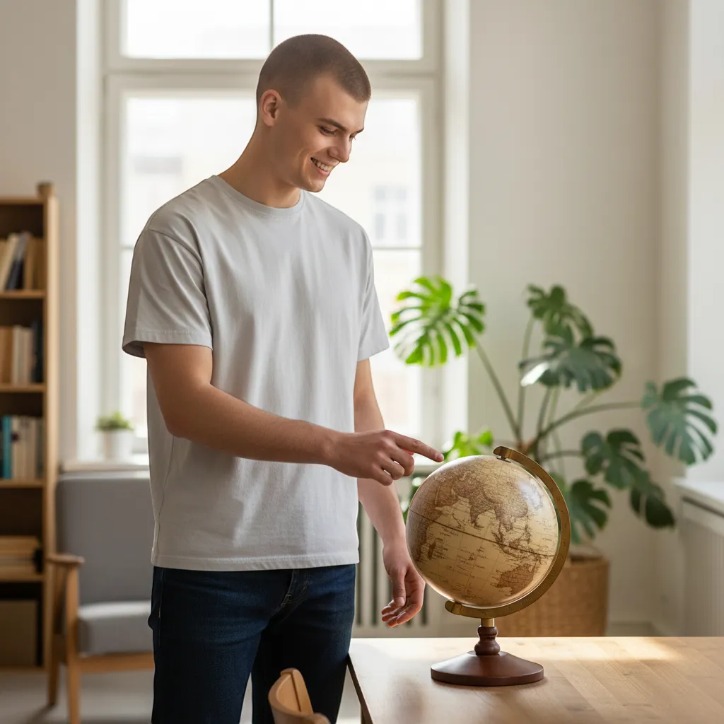 Vintage 14cm World Globe Desktop Map – Retro Educational Decor | IREN Interior-IREN Interior