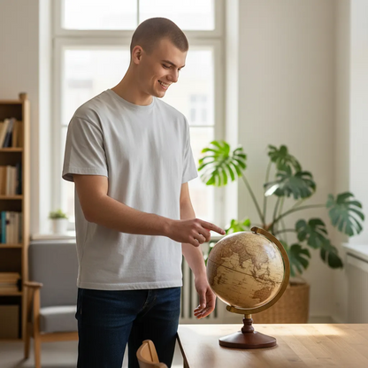 Vintage 14cm World Globe Desktop Map – Retro Educational Decor | IREN Interior-IREN Interior