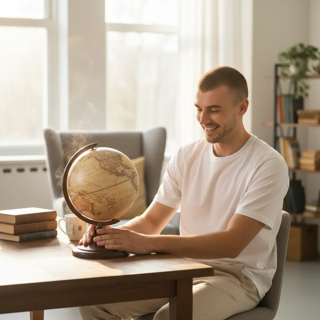 Vintage 14cm World Globe Desktop Map – Retro Educational Decor | IREN Interior-IREN Interior