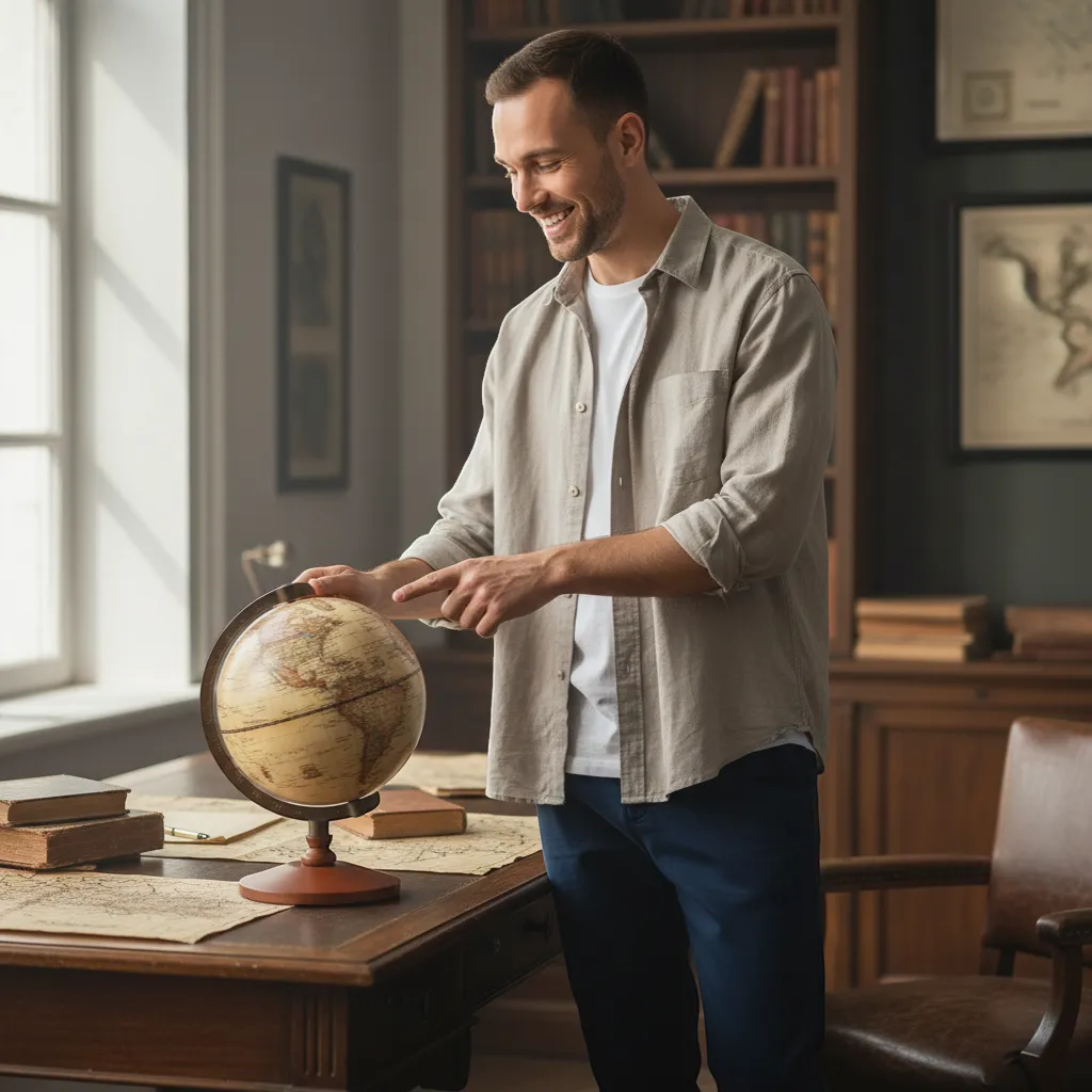 Vintage 14cm World Globe Desktop Map – Retro Educational Decor | IREN Interior-IREN Interior