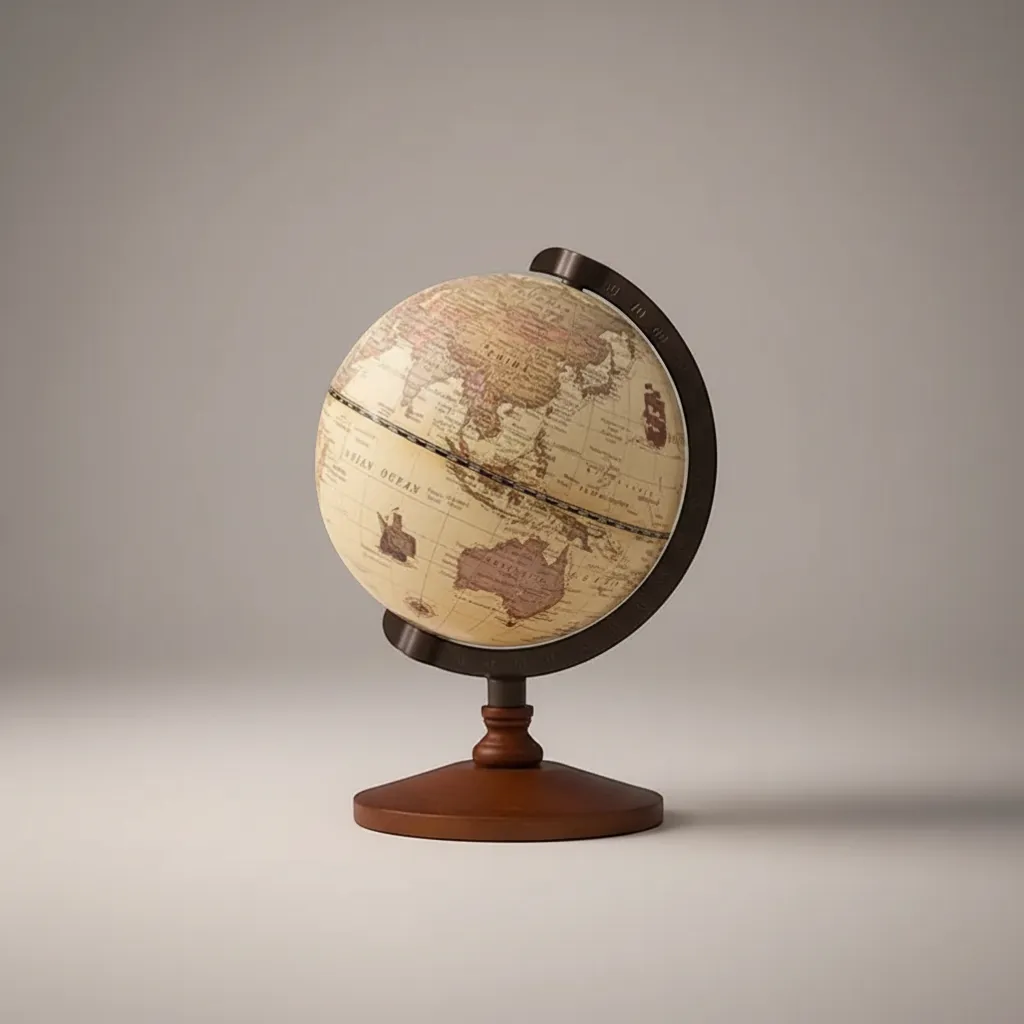 Vintage 14cm World Globe Desktop Map – Retro Educational Decor | IREN Interior-IREN Interior