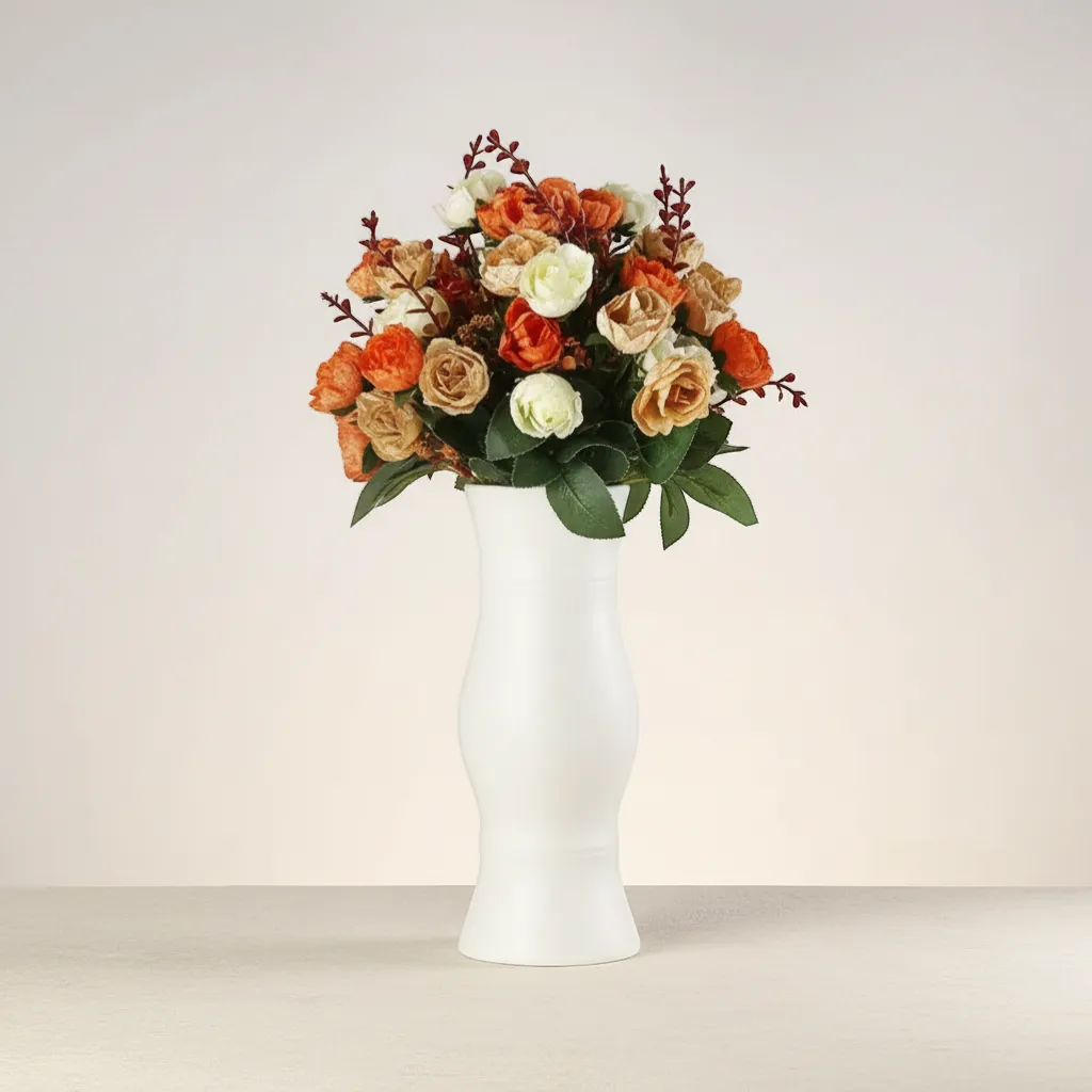 White Ceramic Vase with Hemp Rope Detail Minimalist Japandi Home Decor | IREN Interior-IREN Interior