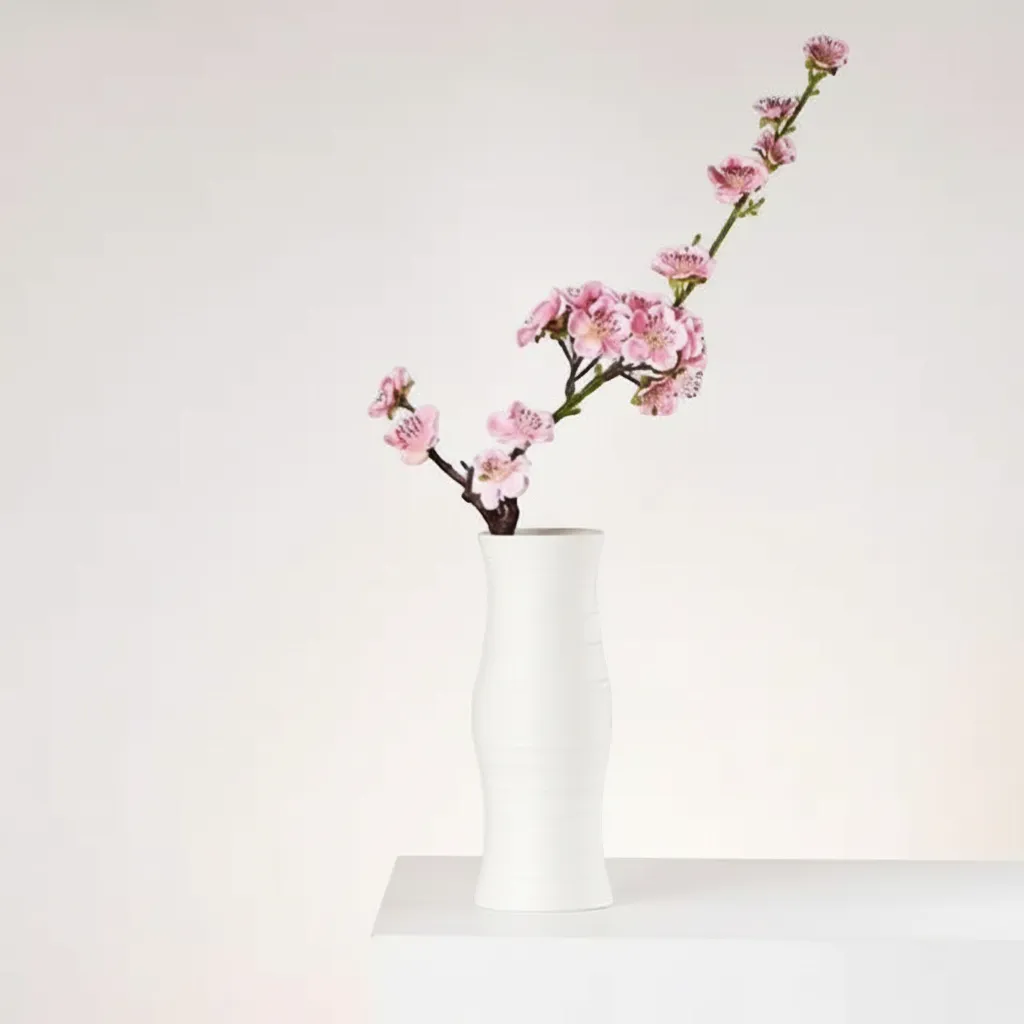 White Ceramic Vase with Hemp Rope Detail Minimalist Japandi Home Decor | IREN Interior-IREN Interior