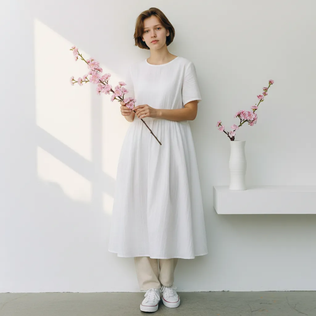 White Ceramic Vase with Hemp Rope Detail Minimalist Japandi Home Decor | IREN Interior-IREN Interior