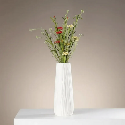 White Ceramic Vase with Hemp Rope Detail Minimalist Japandi Home Decor | IREN Interior-IREN Interior