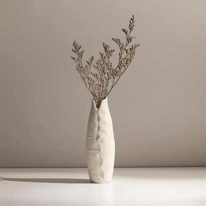 White Ceramic Vase with Hemp Rope Detail Minimalist Japandi Home Decor | IREN Interior-IREN Interior