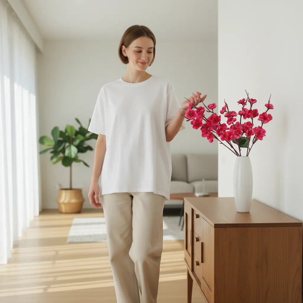 White Ceramic Vase with Hemp Rope Detail Minimalist Japandi Home Decor | IREN Interior-IREN Interior