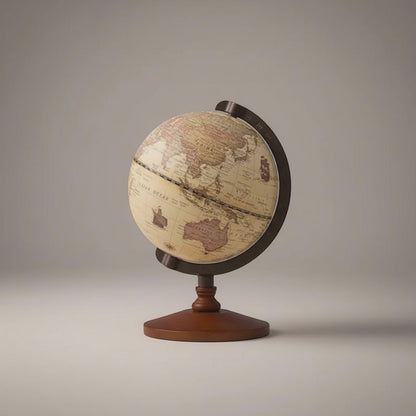 Vintage 14cm World Globe Desktop Map – Retro Educational Decor | IREN Interior